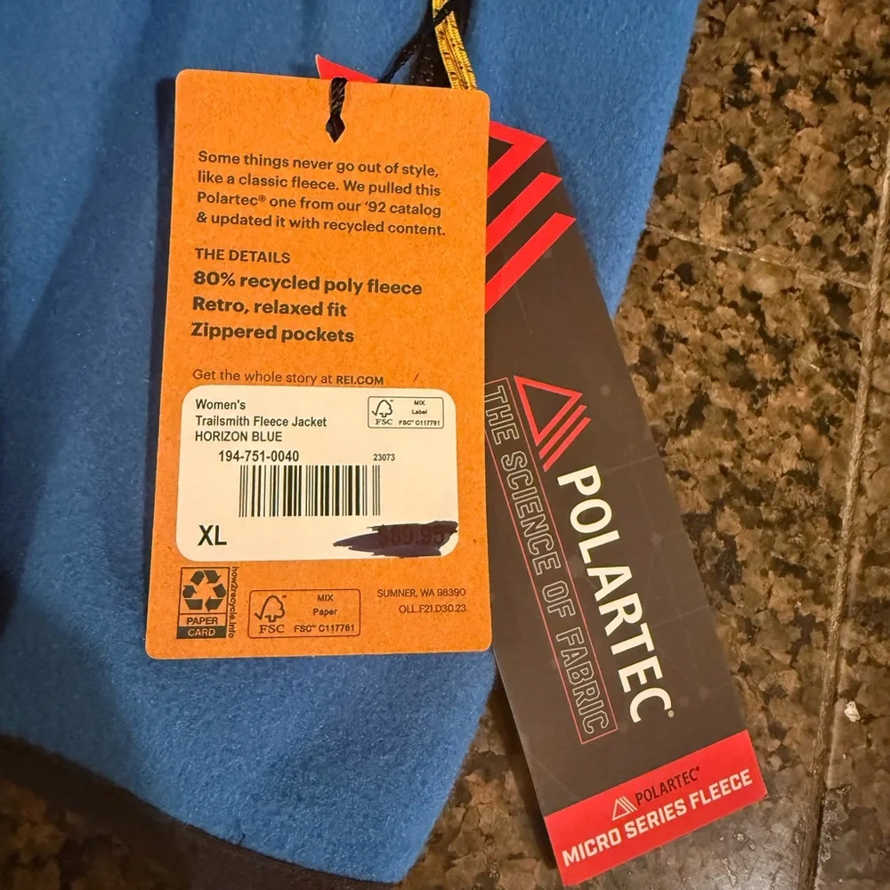 REI Sky Blue Varsity Jacket with Gold Accents - Picture 5 of 5